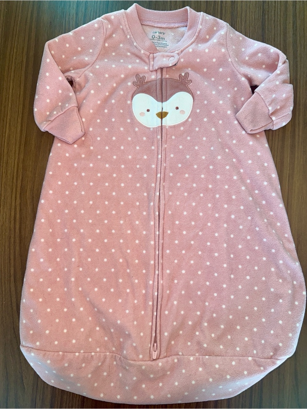Carter's Pink Polka Dot Sleep Sack with Deer Applique